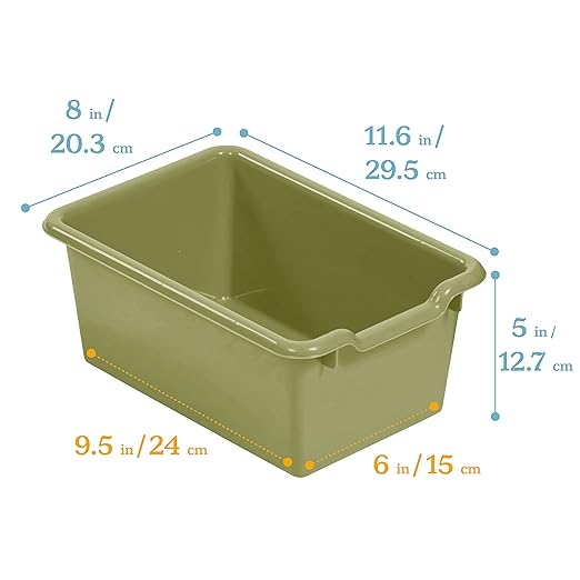 ECR4Kids 10 Cubby Mobile Tray Cabinet and 10 Scoop Front Bins, 5x2, Kids Furniture, Earthtone