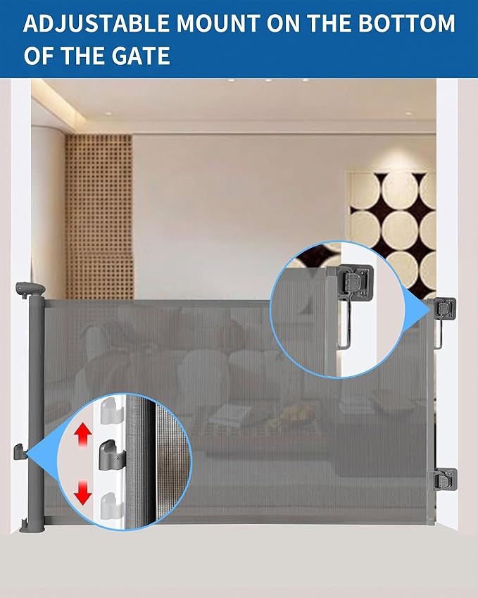 Huafly 197 Inch Retractable Baby Gates，Extra Wide Baby Gates for Large Openings, Child Gates, Safety Gates, Extra Long Dog Gates on Doorways, Stairs, Outdoor, Indoor (Gray, 197 Inch)
