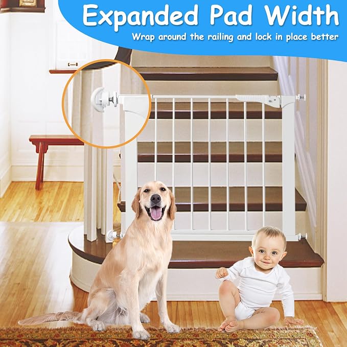 2 Pack Baby Gate Banister Adapter for Pressure Mounted Stairs - Universal Hardware Parts Kit for Baby and Dog Gates - No Drilling (White)