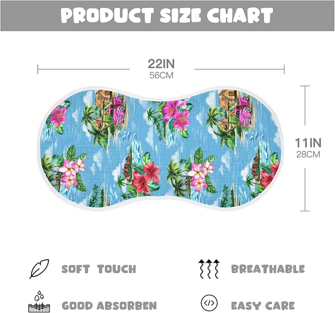 Muslin Burp Cloths for Baby Boys and Girls - 4-Pack Ultra Absorbent Vintage Hawaiian Tropical Muslin Washcloths, Newborn Towel, Milk Spit Up Rags, Burp Cloth Bib for Unisex, 22 x 11 Inch