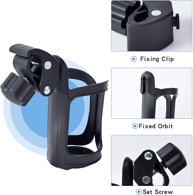 Universal Stroller Cup Holder, Upgrade Cup Holder for Walker, Attachable Bike Water Bottle Holder, Drink Holder Attachment for Wheelchair, Motorcycle, Scooter, Bicycle, Rolling Walker, Trolley