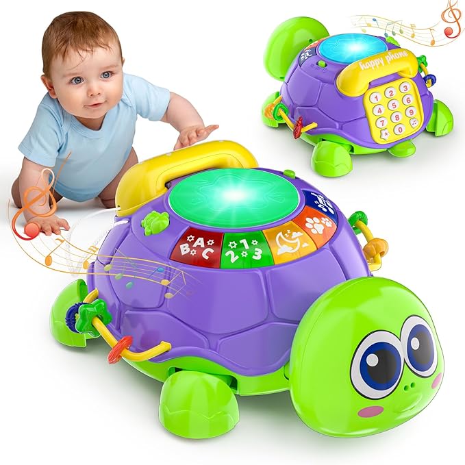 INNOSKY Baby Toys 6-12 Months, Musical Turtle Crawling Tummy Time Development Light up Infant Toys 12-18 Months, Bilingual Educational Boy Girl Gifts Toy for 3-6 4 5 7 8 9-12 Month
