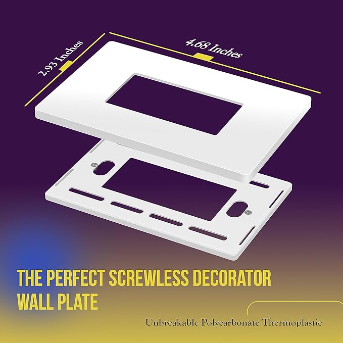 ENERLITES Screwless Decorator Wall Plates Child Safe Outlet Covers, Size 1-Gang 4.68" H x 2.93??L, Unbreakable Polycarbonate Thermoplastic, SI8831-W-40PCS, Glossy, White (40 Pack)