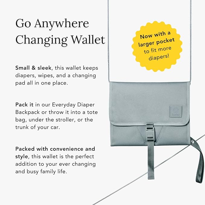 Huhu Baby Changing Wallet ??Compact, Portable Diaper Changing Pad for Travel ??Easy to Clean, Foldable Changing Mat ??Must Have Diaper Bag Accessory for New Parents (Outdoorsy Sage)