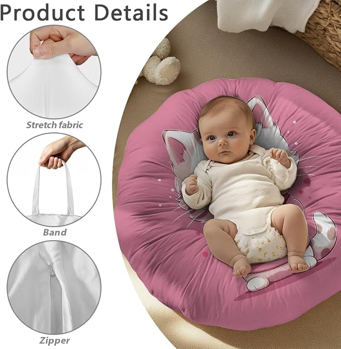 Kitten Nursing Pillow Cover Breastfeeding Pillow Slipcover for Baby Boys & Girls Nursing Pillow Case for Newborn Soft Fabric Fits Snug On Infant Washable & Breathable