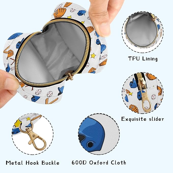 Baseball Stars Print Pacifier Holder Case for Diaper Bag Portable Travel Pacifier Storage Case with Clip Newborn Baby Pouch for Outdoor Purse Baby Boys Girls
