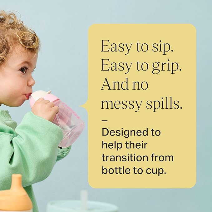 Tommee Tippee Starter Weighted Straw Baby & Toddler 10oz Sippy Cup for 6 Months+, with Silicone Weighted Straw and Easy-Hold Handles, BPA Free, Blue & Green, Pack of 2
