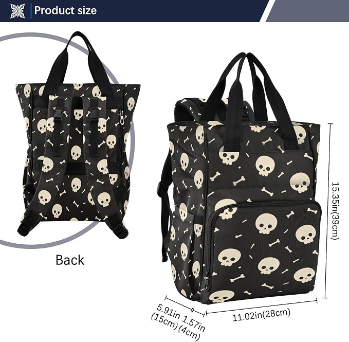 Skull Cartoon Bones Diaper Bag Insul Pockets Mom Dad