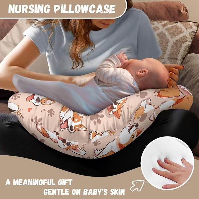 Corgi Paws Nursing Pillow Cover Fits The Original Support Pillow for Breastfeeding and Bottle Feeding Breastfeeding Pillow Slipcover for Baby Boys & Girls