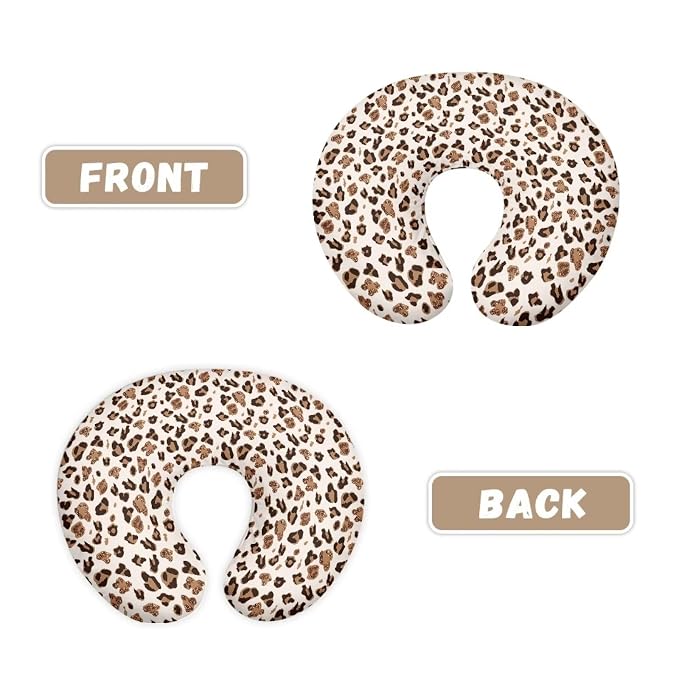 Leopard Print Newborn Nursing Pillow Replacement Cover Soft Comfortable Fabric Feeding Pillow Slipcover for Bottle and Breastfeeding