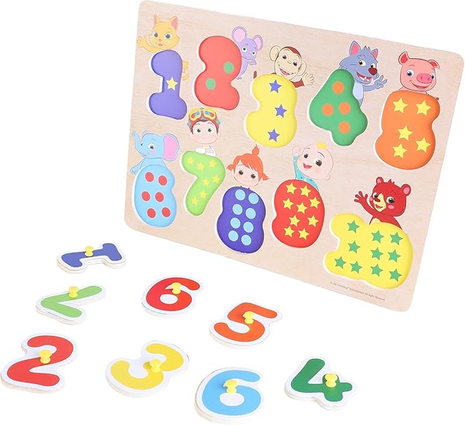 Toyland® Cocomelon Wooden Jigsaw Puzzles with Pegboard - Learning Puzzles for Kids - Toys for Toddlers - Age 18 m +