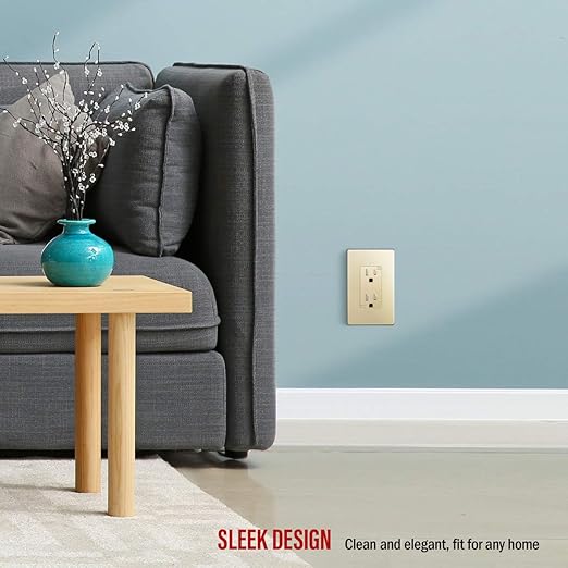 ENERLITES Elite Series Screwless Decorator Wall Plate Child Safe Outlet Cover, Gloss Finish, Size 1-Gang 4.68" H x 2.93" L, Unbreakable Polycarbonate Thermoplastic, SI8831-GD, Gold