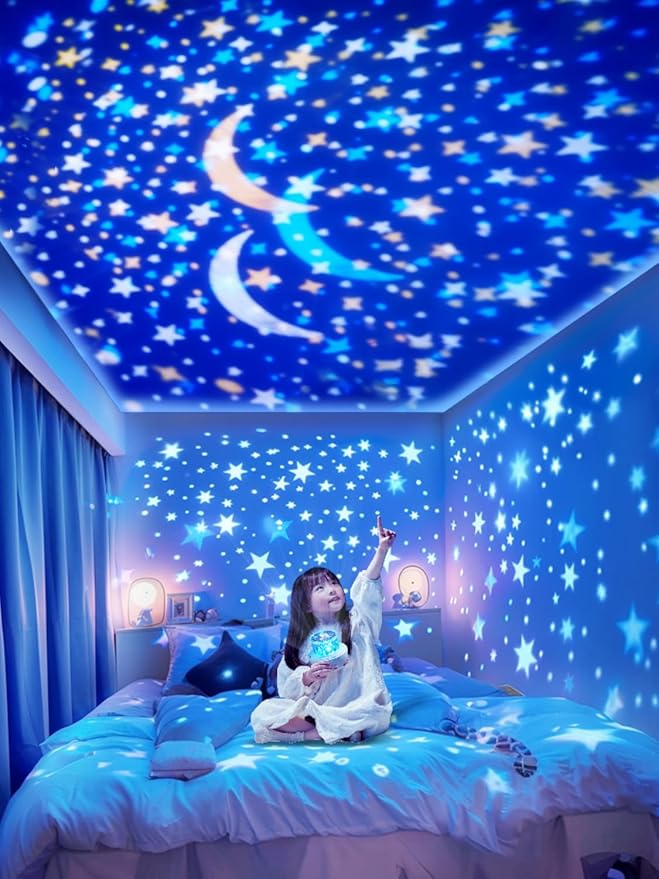 21 Sets of Films, Projector Night Light for Kids Bedroom, Ceiling, Night Light for Kids, Star Galaxy Projector for 1-14 Years Old Baby Girls with 360° Rotation for Christmas, Baby Nursery, Room Decor