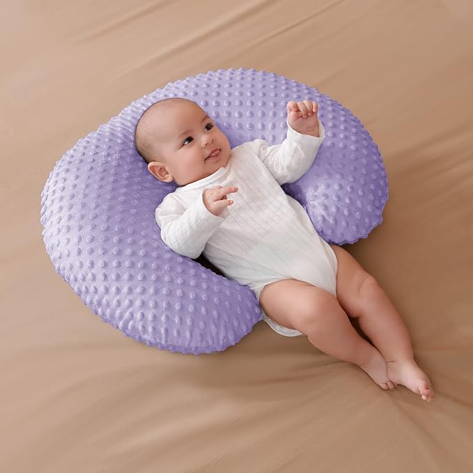 Nursing Pillow and Positioner with Cover for Breastfeeding and Bottle Feeding, Propping Baby, Tummy Time, Baby Sitting Support, Awake-Time Support (Orchid, 22" x 17.7" x 5.9")