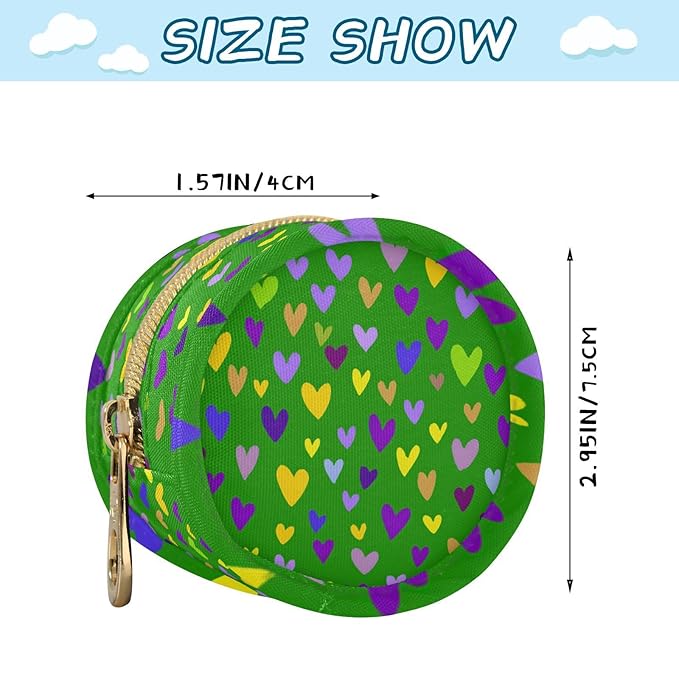 Pacifier Holder with Clip Pacifier Case for Diaper Bag Round Baby Pacifier Pouch Box Bag Portable Green Shrove Tuesday Hearts