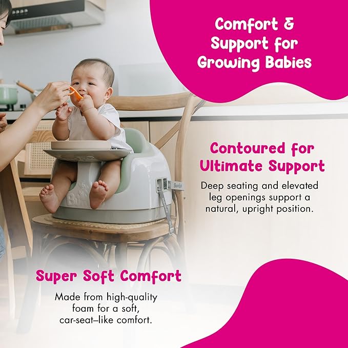 Bumbo 3-in-1 Multi-Seat for 6 to 36 Months, Travel Baby and Infant Feeding & Play Floor Seat, Agave - All-in-One Portable Booster with Dining Tray & Toddler Kitchen High Chair