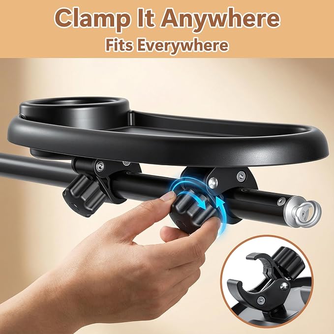 Li&Zhao Universal Stroller Snack Tray 3-in-1 Detachable Stroller Snack Tray Attachment with Secure Phone Holder, Spill-Proof Cup Holders Compartments, Easy-Clean Universal Snack Tray for Stroller