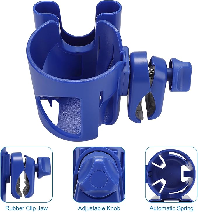 Accmor Universal Cup Holder, Stroller Cup Holder with Phone Holder, 360° Rotatable Large Caliber Designed Bottle Holder for Stroller, Bike, Wheelchair, Walker, Scooter