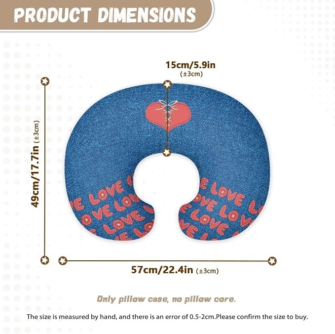 Heart Feeding Pillow Cover Washable & Breathable Nursing Pillow Slipcovers Breastfeeding Newborn Feeding Cushion Cover Practical Gift, Best Choice for Mom Cover Only