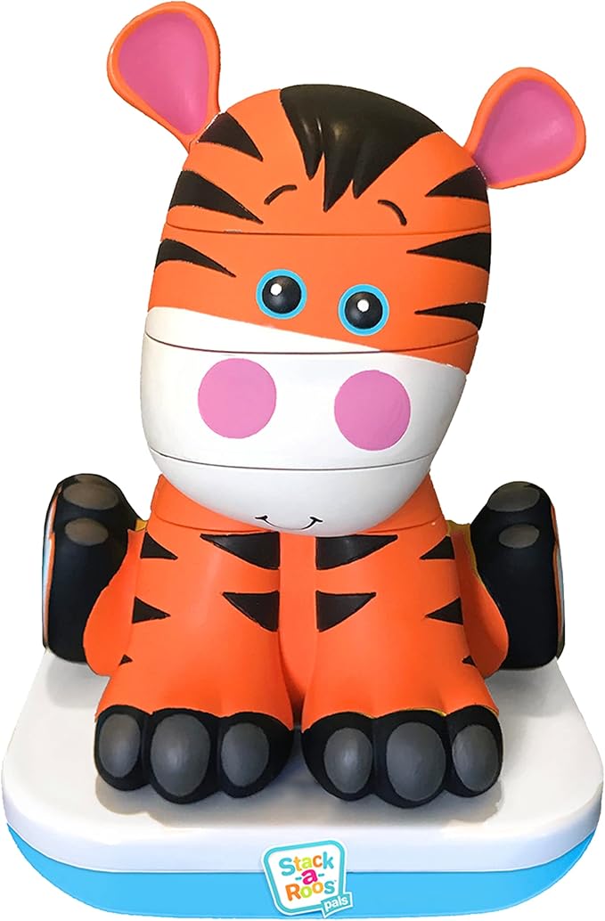 Stack-a-Roos Baby Tiger by Salus Brands - Animal Stacking Toy, Educational Early Learning Toy for Infants Babies Toddlers, Age 12+ Months - Great Baby Gifts, STEM