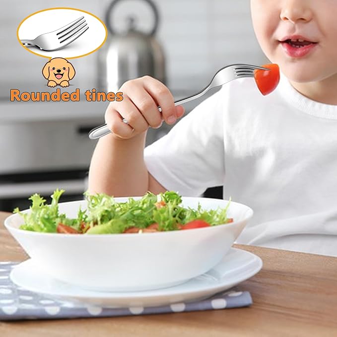 LIANYU 12-Piece Toddler Utensils, Stainless Steel Kids Silverware Set, 6 Kids Spoons and 6 Toddler Forks, Children Child Flatware Cutlery Set for Home Preschools, Dishwasher Safe