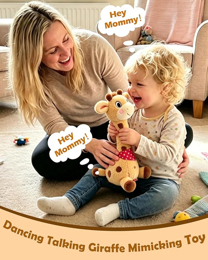 Pbooo Dancing Giraffe Toy, Talking Stuffed Animal for Toddlers, Repeating & Singing Baby Toys, Interactive Musical Plush Birthday Gifts for 1 2 3 Years Old Boys Girls