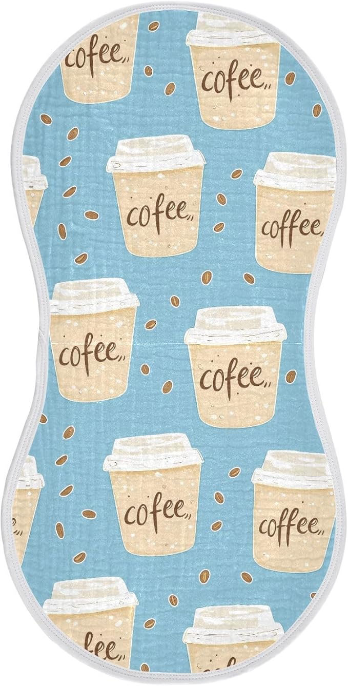 vvfelixl Baby Burp Cloths Coffee Cup Baby Newborn Cotton Burping Cloths Set Babys Washcloths 4 Pack