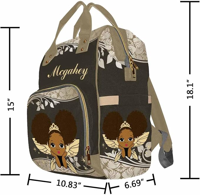 InterestPrint Custom Diaper Bag with Name, Personalized Monogram Baby Bag Laptop Backpack for Girls Customized Nursing Bags Shoulders Bag Casual Daypack for Women