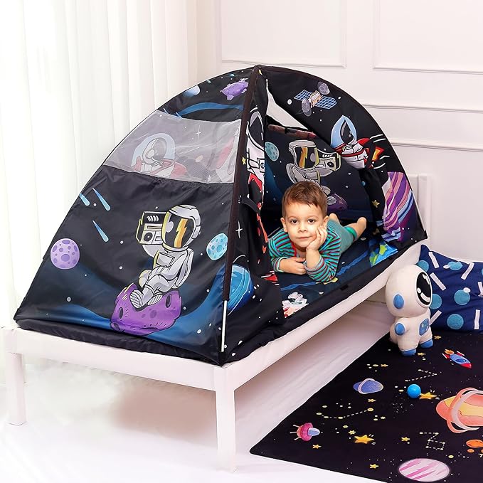 Kid Bed Tent -Twin Play Tent Dream Playhouse for Bedroom Decor Indoor Games Twin Size Bed Canopy by CRAWLBO