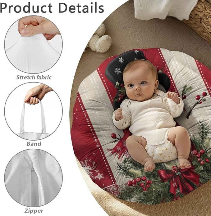 Snowman Nursing Pillow Cover Floral Neutral Breastfeeding Pillow Cover Fits 26in*24in Nursing Pillow for Baby Boy Girl,Neutral Baby Nursing Pillow Cover Pillow Not Included