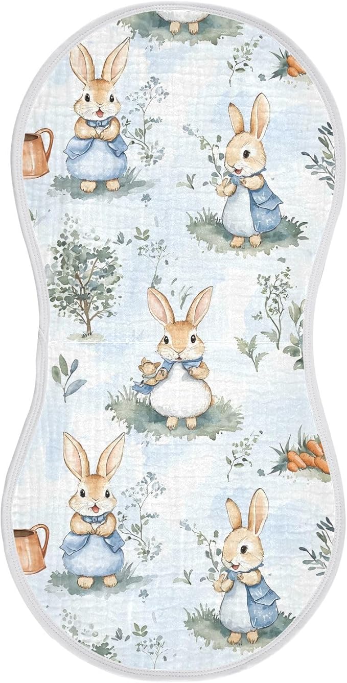 vvfelixl Baby Burp Cloths Peter Bunny Friend Baby Newborn Cotton Burping Cloths Set Babys Washcloths 4 Pack
