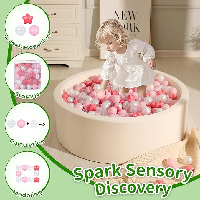 TRENDPLAY Star Ball Pit Balls 50 100 200 500 for Toddlers - Ball Pit Ball Shapes for Boys Girls Fun, Birthday Party, Christmas Decoration