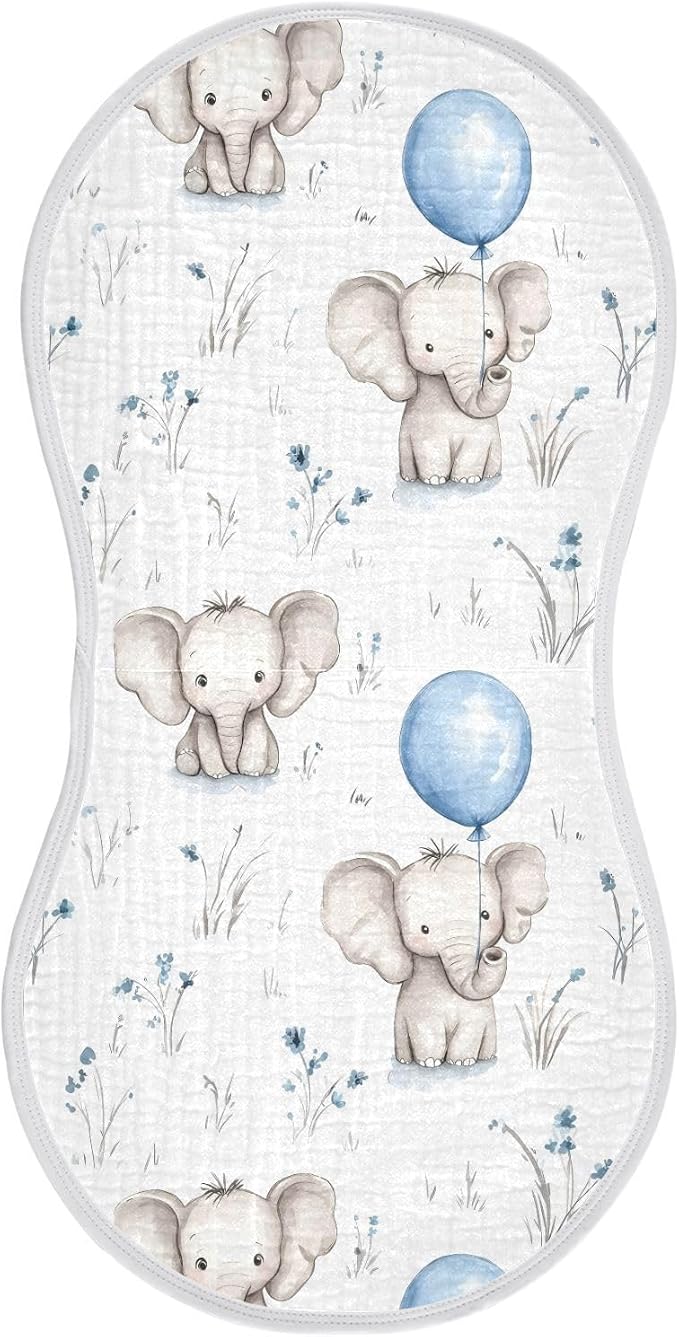 vvfelixl Baby Burp Cloths Watercolor Painting Elephant Baby Newborn Cotton Burping Cloths Set Babys Washcloths 4 Pack