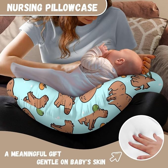 Colored Orange and Capybara Breastfeeding Pillows Ultra Soft Newborn Feeding Pillow Cover Stain Resistant and Scratch Resistant