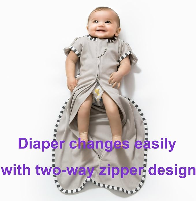 Swaddling Sleep Sack 2-Pack, 100% Cotton Newborn Wearable Blanket, Arms Up Design with 2-Way Zipper, Transitioning Breathable Swaddle (Light Grey + Grey, Medium 3-6 Months)