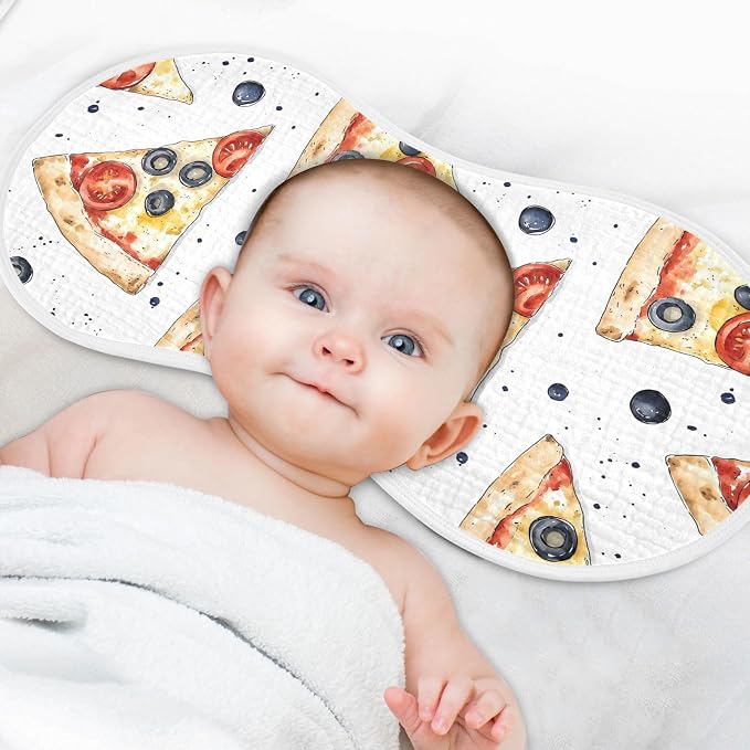 vvfelixl Baby Burp Cloths Margherita Pizza Baby Newborn Cotton Burping Cloths Set Babys Washcloths 4 Pack