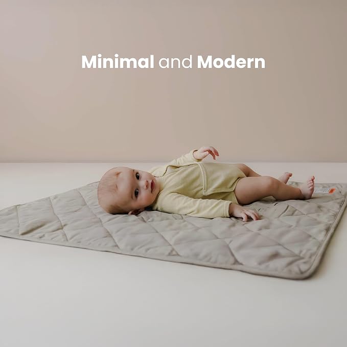Snuggle Me® 2-in-1 Baby Play Mat - 100% Organic Cotton Baby Mat for Floor Play, Quilted, Foldable Playmat with Matching Tote Bag Included, Safety Certified & Machine Washable (37" x 37") - Birch