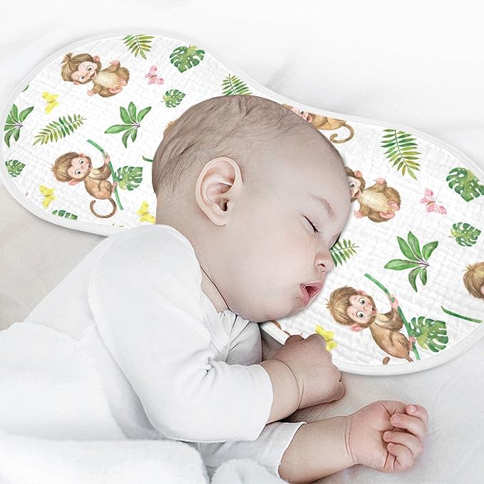 vvfelixl Baby Burp Cloths Monkey Baby Baby Newborn Cotton Burping Cloths Set Baby Washcloths 4 Pack White