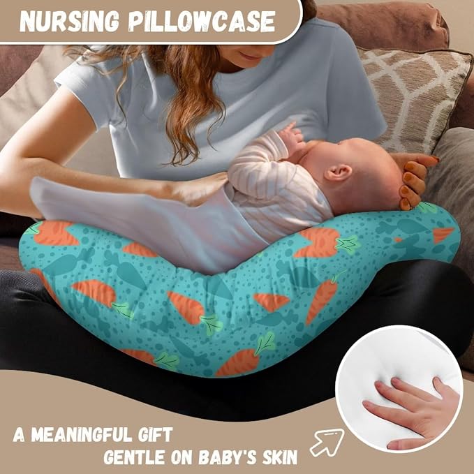 Easter Bunny Nursing Pillow Slipcover Sleeve, Ultra-Soft Baby Nursing Pillow Removable Cover for Breastfeeding Pillows, Pillow Not Included