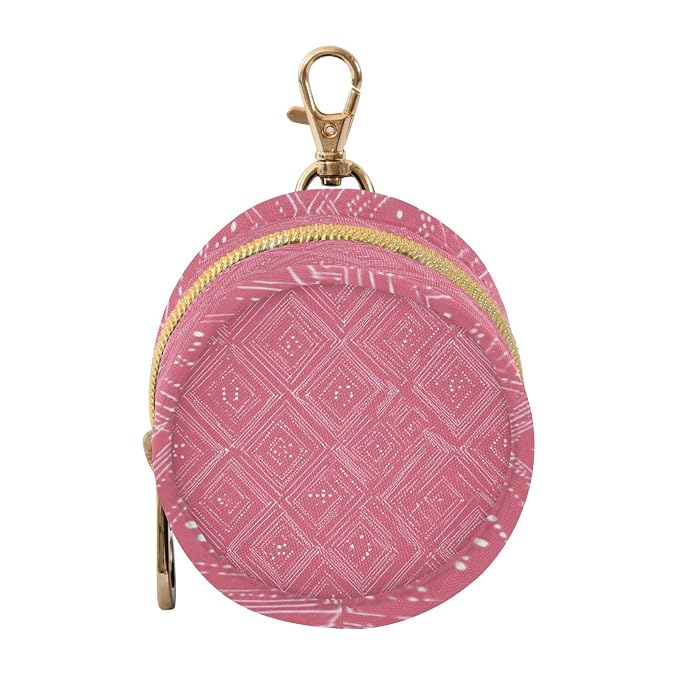 Pacifier Holder with Clip Pacifier Case for Diaper Bag Round Baby Pacifier Pouch Box Bag Portable Bright Pink Diamond Grid