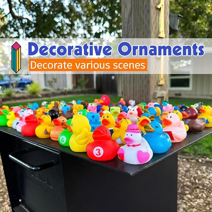 120 Pack Rubber Ducks in Bulk, Random Assortment Mini Rubber Duckies, Bulk Party Favors for Kids, Bath Toys for Toddler, Suitable for Cruise Ship & Jeeps Ducking