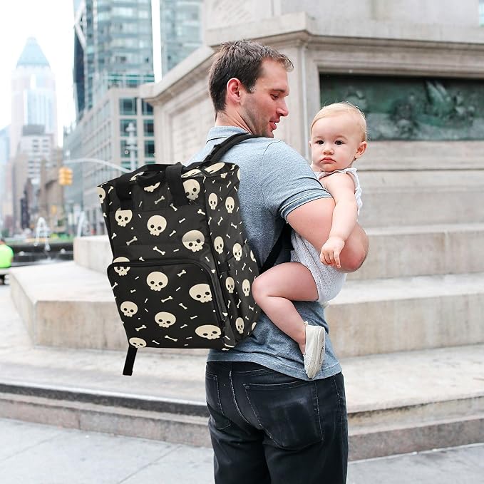 Skull Cartoon Bones Diaper Bag Insul Pockets Mom Dad