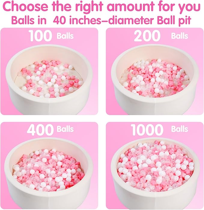 TRENDPLAY Ball Pit Balls Star and Heart Shapes for Toddlers - 50 100 200 500 Count Plastic Balls for Ball Pit Fun and Play