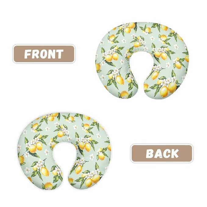 White Floral and Lemon Breastfeeding Pillow Cover Stretchy Removable Nursing Covers for Breastfeeding Pillows Ultra Soft Newborn Feeding Pillow Cover Washable and Easy to Clean