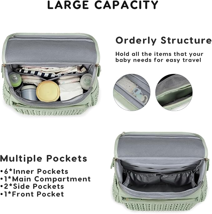 SONARIN Convertible Diaper Bag Backpack Waterproof Nappy Changing Bag Travel Mummy Bag with Changing Pad & Shoulder Strap(Green)