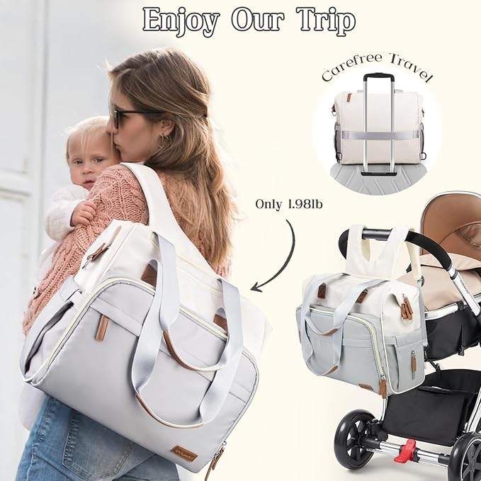 Pripher Diaper Bag Backpack Mommy Bag Large Capacity Diaper Backpack Travel Essential Baby Diaper Bag for Mom and Dad, Blue & Beige