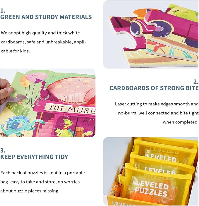 TOI Leveled Puzzles for Kids Aged 2.5 and Up, Toddler Puzzle Preschool Learning Jigsaw Puzzles, Large Pieces Educational Game for Boys Girls, Cognitive Story Step 2