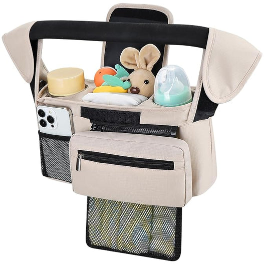 Accmor Universal Stroller Organizer with Insulated Cup Holder Detachable Phone Bag and Shoulder Strap,Stroller Bag Caddy Organizer Fits for Uppababy, Baby Jogger, Britax Strollers