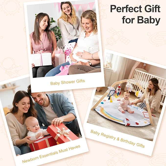Baby Play Gym Activity Mat with Multiple Developmental Zones, Stage-Based Play for Infant Motor Skills, Detachable Sensory Toys, Easy to Install & Clean, Baby Essentials Shower Gift