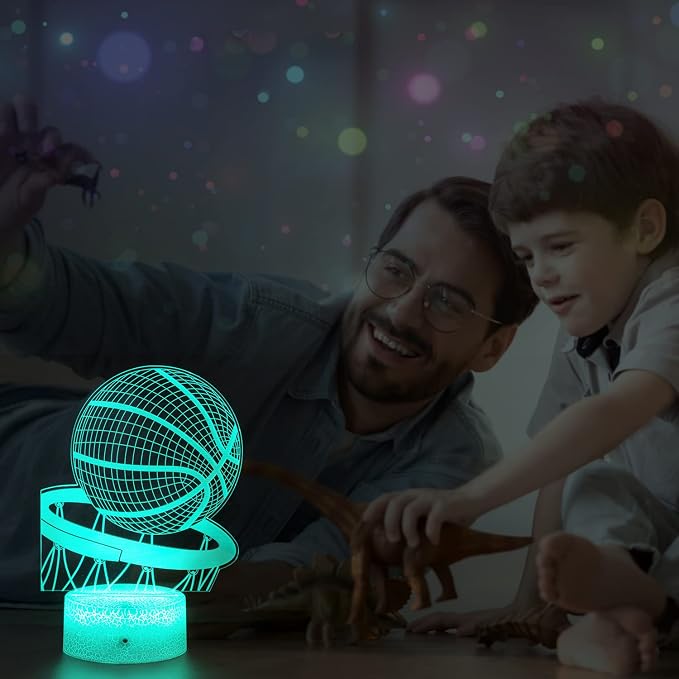 Basketball Night Light,3D Illusion Led Lamp, 16 Colors Dimmable with Remote Control Smart Touch, Best Christmas Birthday Gift for 3,4,5,6,7,8 Year Old Boy Girl Kids,Suitable for Basketball Fans
